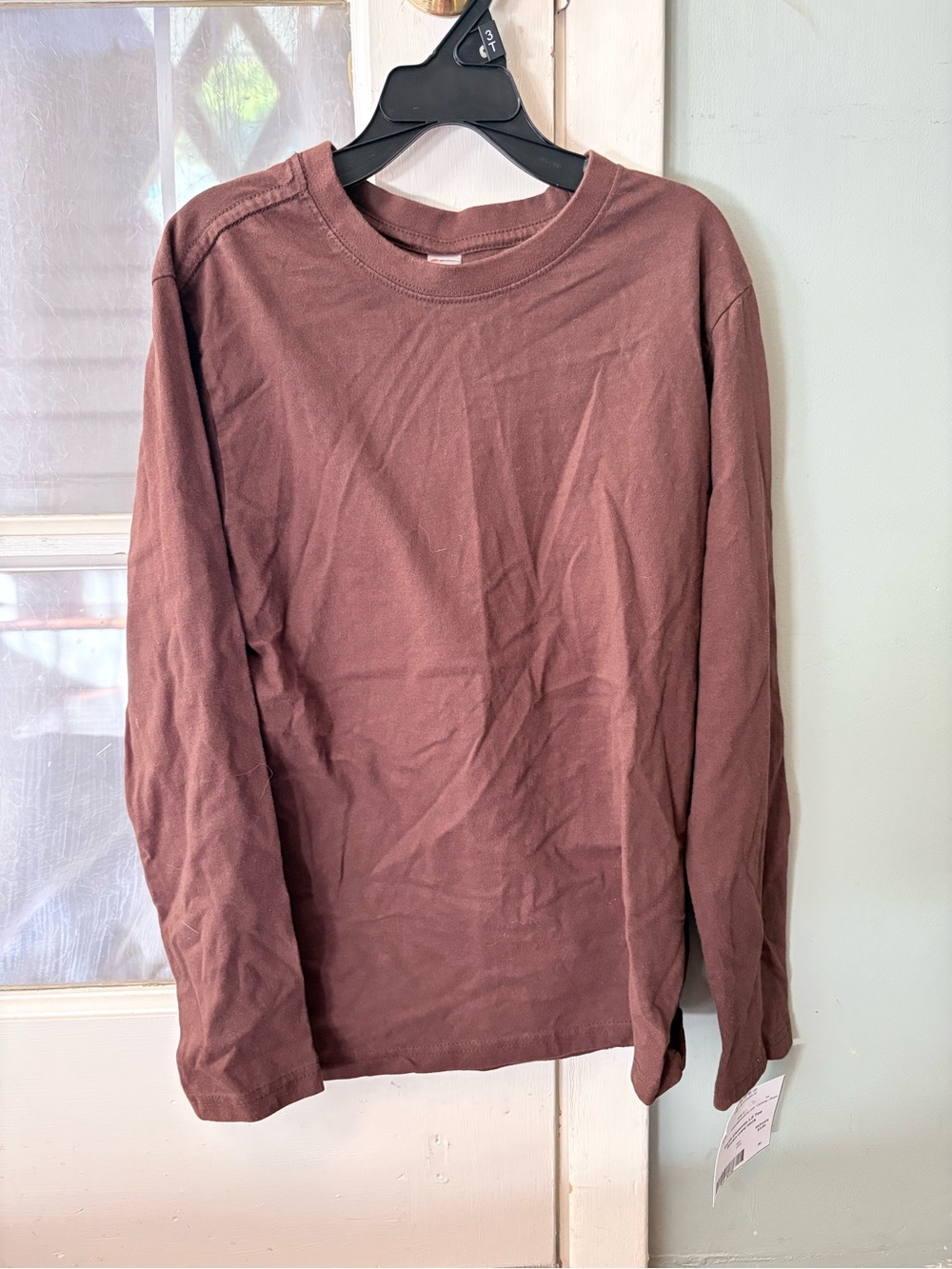 Kids Long-Sleeve cotton Crewneck Tee - Brown